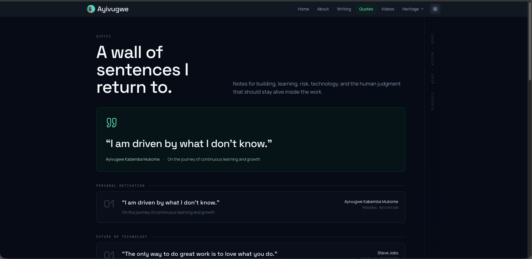Wall of sentences — dark mode